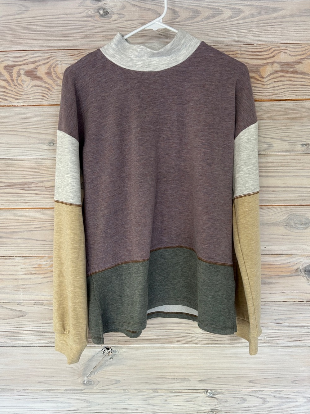 NWT Free People Inspired Mystree Colorblock Mock Neck Light Weight Sweater